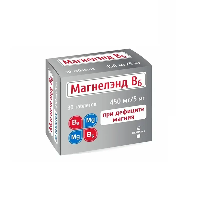 МАГНЕЛЭНД B6 ТАБЛ., 450МГ/5МГ, №30
