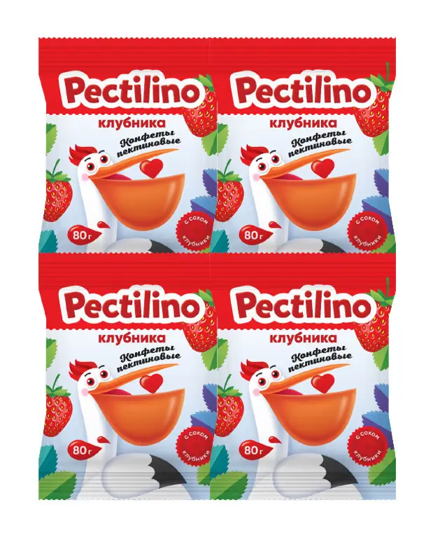 КОНФЕТЫ ПЕКТИНОВЫЕ PECTILINO (ПЕКТИЛИНО) С СОКОМ КЛУБНИКИ УП., 80Г