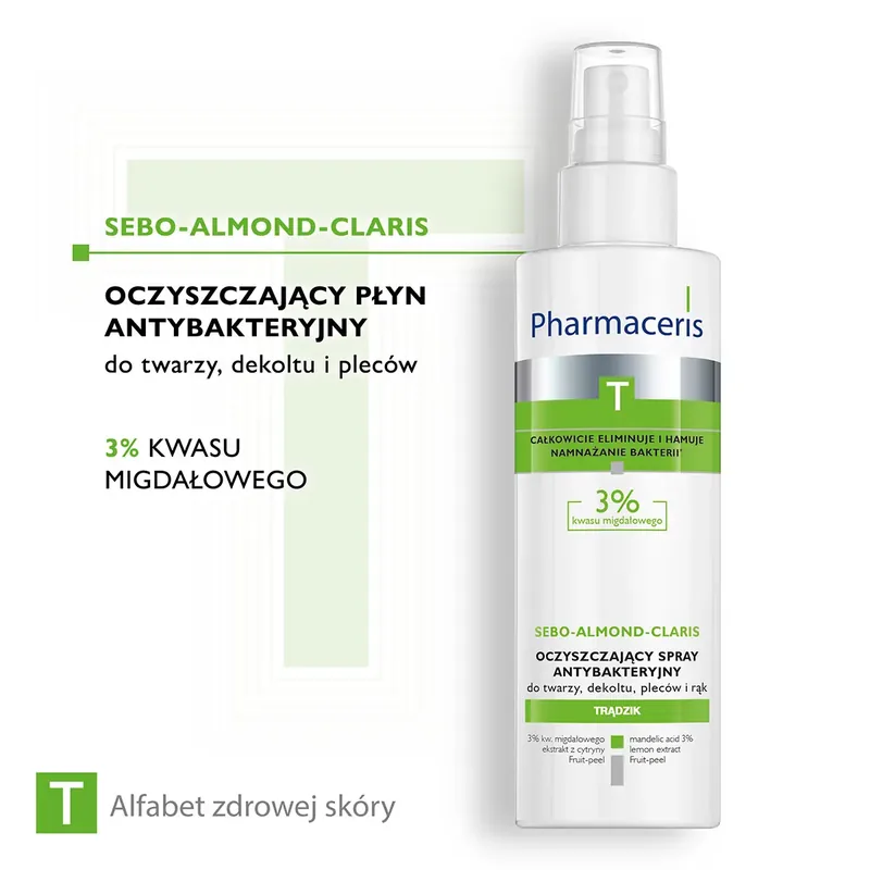 ЛОСЬОН Д/ОЧИЩ. КОЖИ ЛИЦА, ЗОНЫ ДЕК. И СПИНЫ 3% МИНДАЛ. КИСЛОТА PHARMACERIS T SEBO-ALMOND-CLARIS УП., 190МЛ