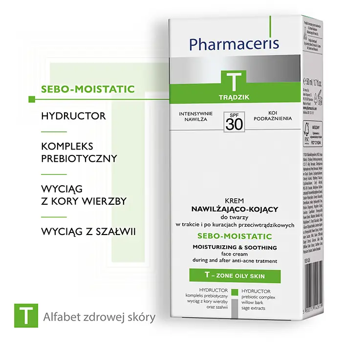 КРЕМ Д/ЛИЦА УВЛАЖН.-СМЯГЧАЮЩ. SPF30 PHARMACERIS T SEBO-MOISTATIC УП., 50МЛ