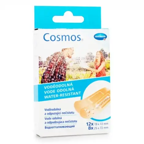 ПЛАСТЫРЬ COSMOS WATER-RESISTANT (ВОДООТТАЛ.), НЕСТЕРИЛ., (1,9Х7,2СМ-12ШТ., 2,5Х7,2СМ-8ШТ.), №20