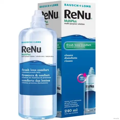 РАСТВОР УНИВЕРС. RENU MULTI PLUS Д/УХОДА ЗА МЯГК. КОНТАКТ. ЛИНЗАМИ В КОМПЛ. С КОНТ. Д/ХРАНЕНИЯ КОНТАКТ. ЛИНЗ И БЕЗ КОНТ. (240МЛ)