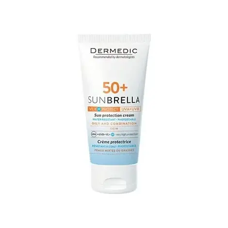 КРЕМ СОЛНЦЕЗАЩ. DERMEDIC SUNBRELLA Д/ЧУВСТ. КОЖИ SPF-50+ УП., 50МЛ