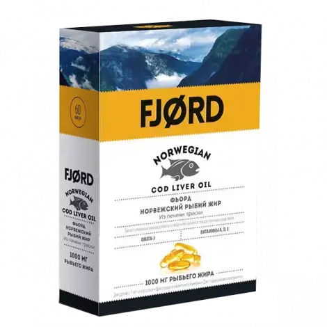 РЫБИЙ ЖИР FJORD ПЕЧЕНЬ ТРЕСКИ КАПС., 1,45Г, №60