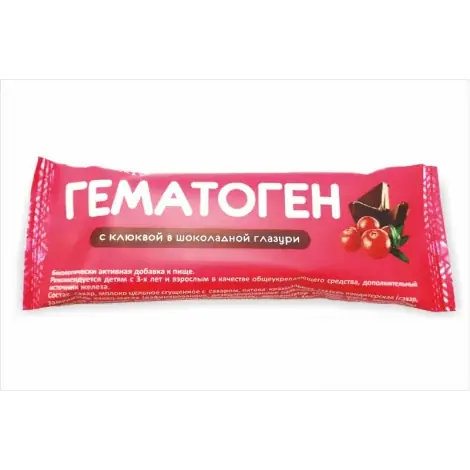 ГЕМАТОГЕН С КЛЮКВОЙ В ТЕМНОЙ ГЛАЗУРИ УП., 40Г