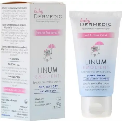 КРЕМ ДЕТ. DERMEDIC EMOLIENT LINUM BABY ЗАЩ. SPF-15 УП., 50Г