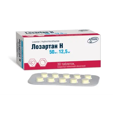 ЛОЗАРТАН Н ТАБЛ.П/О, 50МГ/12,5МГ, №30