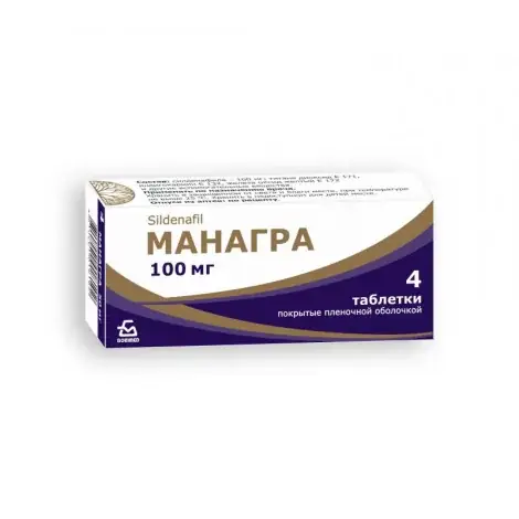 МАНАГРА ТАБЛ.П/О, 100МГ, №4
