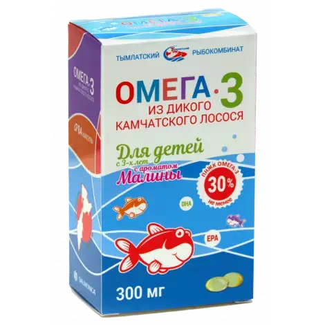 ОМЕГА-3 ДЕТ. МАЛИНА С 3 ЛЕТ КАПС., 300МГ, №84