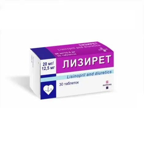 ЛИЗИРЕТ ТАБЛ., 20МГ/12,5МГ, №30