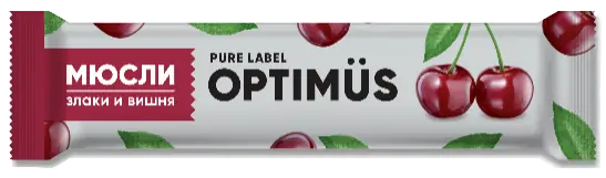 БАТОНЧИК-МЮСЛИ OPTIMUS ЗЛАКИ И ВИШНЯ УП., 25Г