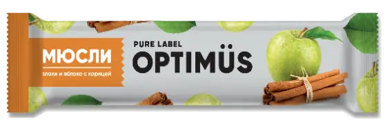 БАТОНЧИК-МЮСЛИ OPTIMUS ЗЛАКИ И ЯБЛОКО С КОРИЦЕЙ УП., 25Г