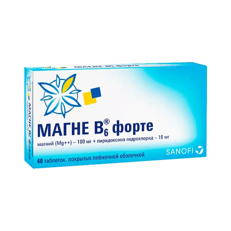 МАГНЕ-В6 ФОРТЕ ТАБЛ.П/О, 100МГ/10МГ, №40