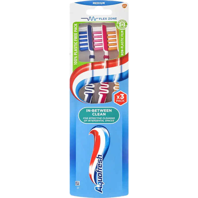 ЗУБНАЯ ЩЕТКА AQUAFRESH IN BETWEEN CLEAN СРЕДН. УП., №3